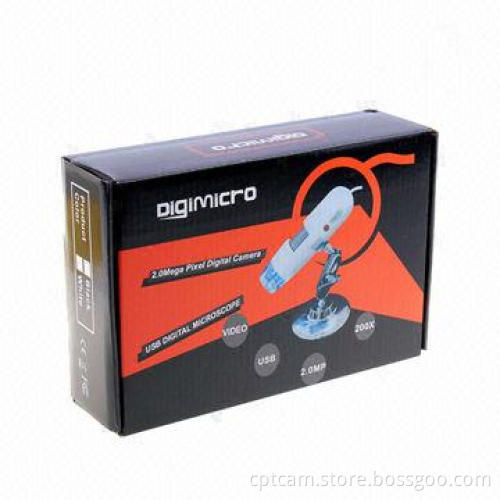 Portable Handheld USB Microscope Camera 20 to 200x Zoom, 1.3MP, 4 LEDs Microscope